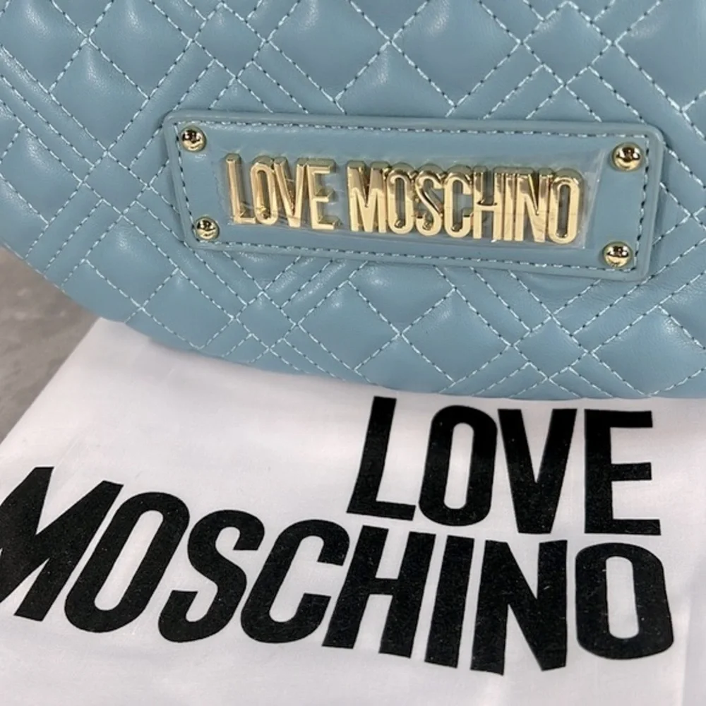 Love Moschino Quilted Logo Hobo Bag Blue